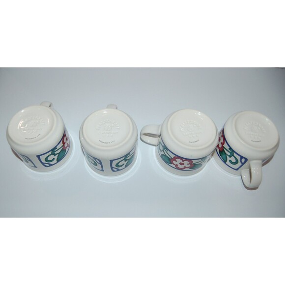 Set of 4 PFALTZGRAFF ARBOR VINE Coffee Tea Mugs Cups Red Green Blue Floral 2.75" - Picture 5 of 7
